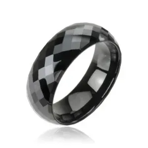 Crni prsten od volframa s disko uzorkom - Veličina: 59
