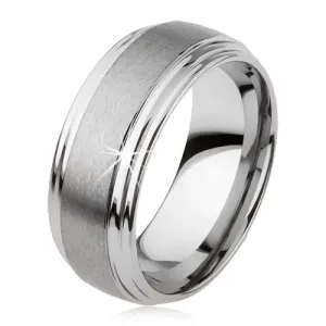 Gladak prsten od volframa, blago izbočen, mat površina, srebrna boja - Veličina: 49