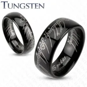 Prsten izrađen od volframa - gladak crni prsten, Gospodar prstenova, 6 mm - Veličina: 68