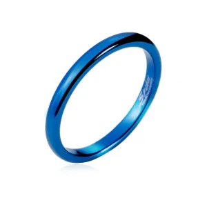 Prsten izrađen od volframa - gladak plavi prsten, zaobljen, 2 mm - Veličina: 47