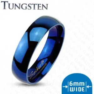 Prsten od volframa s okruglim rubovima, tamno plavi, 6 mm - Veličina: 54