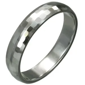 Prsten od volframa sa fino brušenim pravokutnicima, 3 mm - Veličina: 49