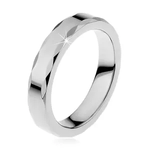 Prsten za žene od volframa s rubom u obliku vrpce - Veličina: 57