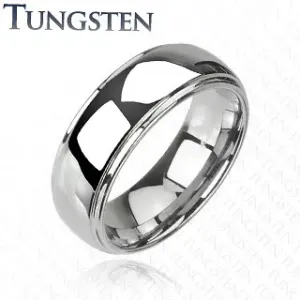Vjenčani prsten od volframa - izdignut središnji dio, zrcalni sjaj, 6 mm - Veličina: 49