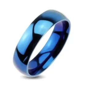 Plavi metalni vjenčani prsten - glatki prsten zrcalnog sjaja - Veličina: 48