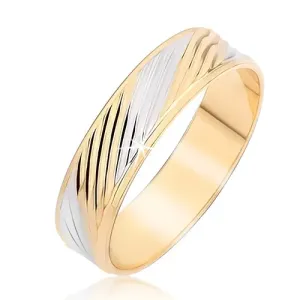 Prsten sa zlatnim i srebrnim dijagonalnim usjecima - Veličina: 48