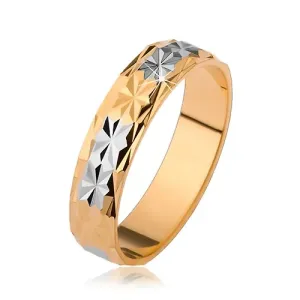 Sjajni vjenčani prsten s dijamantskim uzorkom, zlatna i srebrna boja - Veličina: 52