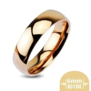 Zaobljeni blistavi metalni vjenčani prsten ružičasto-zlatne boje - Veličina: 48