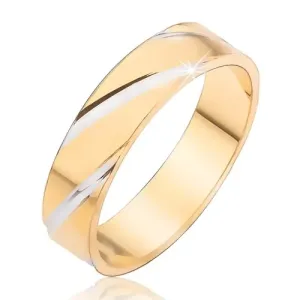 Zlatni prsten sa srebrnim dijagonalnim usjecima - Veličina: 48