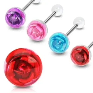 Cvijet ruže - piercing za jezik - Piercing boja: Crvena