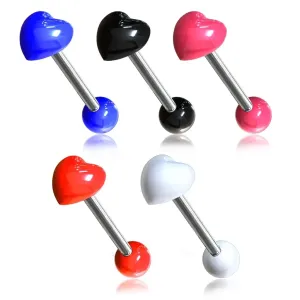 Piercing od nehrđajućeg čelika i akrila - srce i perla - Piercing boja: Crvena