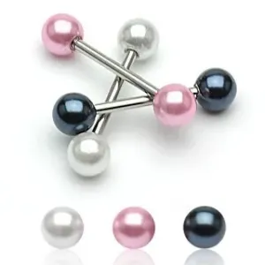 Piercing za jezik sa perla lopticama u boji - Piercing boja: Bijela