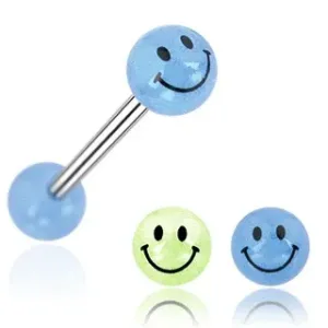 Piercing za jezik - smiley - Piercing boja: Plava