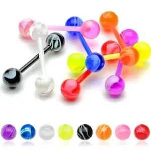 Piercing za jezik - ultraljubičasta kuglica - Piercing boja: Ružičasta