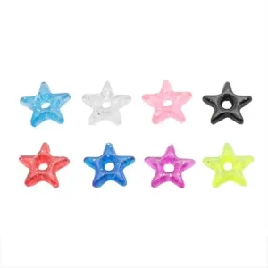 Privjesak za piercing - akrilna zvijezda u boji sa šljokicama - Boja: Ružičasta