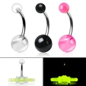 Piercing za pupak - dvije kuglice, rupica za svjetleće štapiće - Piercing boja: Prozirna