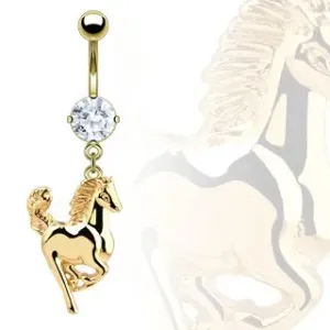 Piercing za pupak - konj zlatne boje