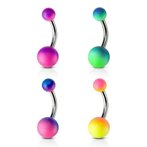Piercing za pupak napravljen od 316L čelika - šipka sa dvije šarene gumirane perle - Piercing boja: Plava - Ružičasta