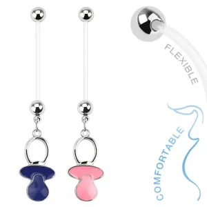 Piercing za pupak od bioflex materijala za trudnice, duda u boji - Piercing boja: Plava