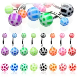 Piercing za pupak s kuglicama - šarene točkice - Piercing boja: Ametist