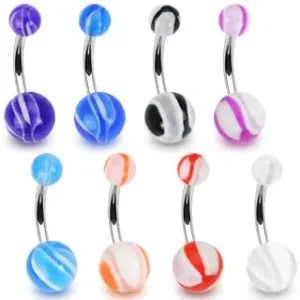Piercing za pupak s kuglicom - različite boje u kombinaciji s bijelom - Piercing boja: Svijetla ametist