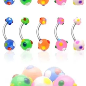 Piercing za pupak sa šarenim točkicama - Piercing boja: Narančasta