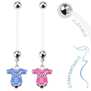 Piercing za pupak za trudnice izrađen od bioflexa, raznobojni kombinezon za bebe - Piercing boja: Ružičasta