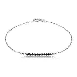 925 srebrna narukvica -brušeni cirkoni crne boje i lančić sa perlama
