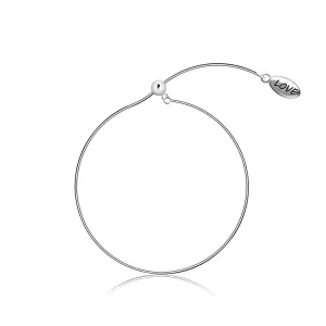 925 srebrna narukvica - zmijski lanac, ovalna pločica s natpisom “LOVE”