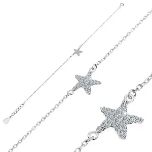 Narukvica od srebra 925 - cirkonska morska zvijezda, lanac od ovalnih karikica