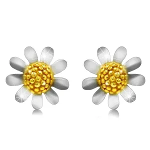 925 Srebrne naušnice - cvijet tratinčice, klinovi