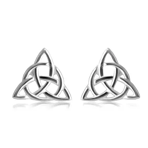 925 srebrne naušnice - sjajni trokraki keltski čvor, pričvršćivanje iglicom sa leptir osiguračem