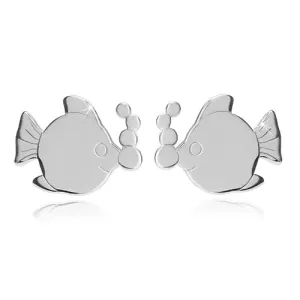 925 srebrne naušnice - svjetlucave ribe s mjehurićima, dugmad