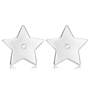 Briljantne naušnice u 925 srebru - zvijezda sa pet vrhova sa dijamantima, klinovi
