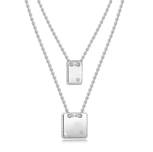 925 Srebrna ogrlica – briljanti, ravni kvadrat i pravokutnik