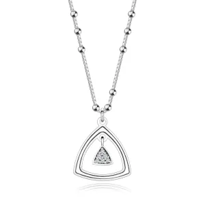 925 Srebrna ogrlica - briljanti, trokutići sa zaobljenim ramenima, perle