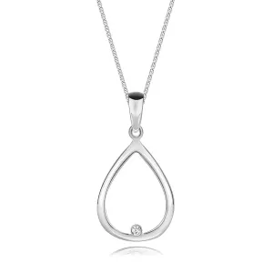 925 Srebrna ogrlica - dijamant, kontura suze, podesive dužine
