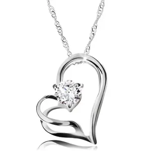 925 srebrna ogrlica - dvostruka silueta srca, spiralni lančić