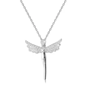 925 Srebrna ogrlica - figura anđela, krila obložena sa prozirnim cirkonima