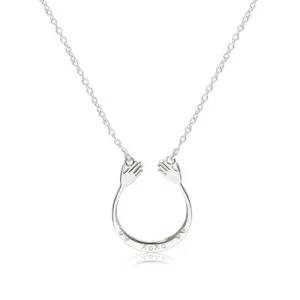 925 srebrna ogrlica - glatka okrugla kontura sa sitnim rukama na krajevima