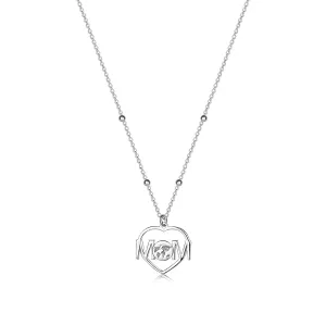 925 Srebrna ogrlica - kontura srca, MOM natpis, karta svijeta, opružni prsten