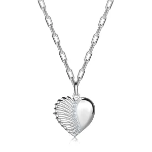 925 Srebrna ogrlica - krilato srce, linija cirkona, lančić napravljen od ovala