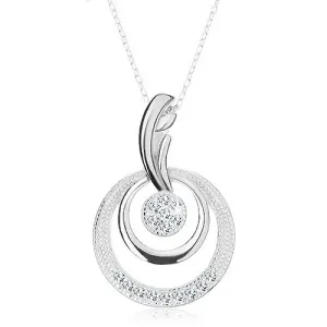 925 srebrna ogrlica, lančić i privjesak - siluete krugova, lišće