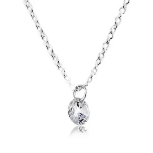 925 srebrna ogrlica, lančić od ovalnih karika, svjetlucavi prozirni cirkon
