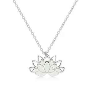 925 srebrna ogrlica - lotosov cvijet s konturama latica i prozirnim cirkonom