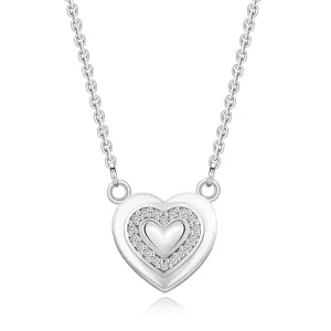925 Srebrna ogrlica - motiv srca, linija prozirnih brilijanata
