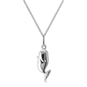 925 Srebrna ogrlica - nasmiješeni kit, gusto povezane karike na lančiću