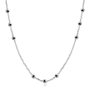 925 Srebrna ogrlica - perle, duple povezane karike, opružni prsten