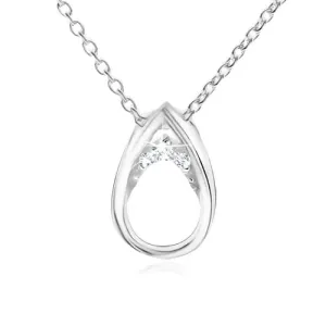 925 srebrna ogrlica, prilagodljiva, lančić - suza, prozirni cirkoni