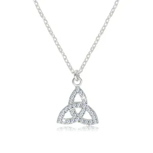 925 srebrna ogrlica - prozirni cirkonski simbol Triquetre